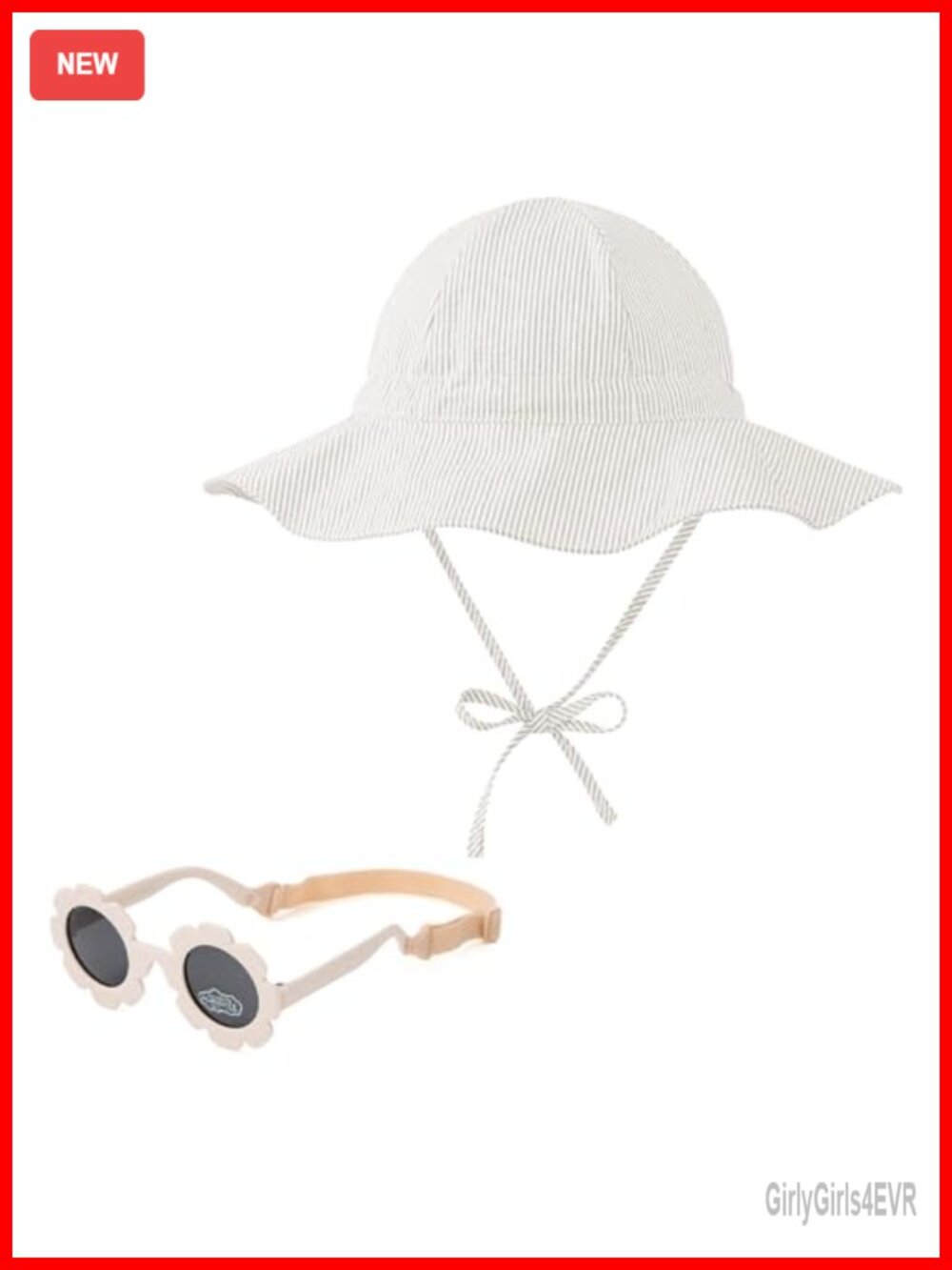 UPF 50+ Wide Brim Bucket Hat with Sunglasses for Baby